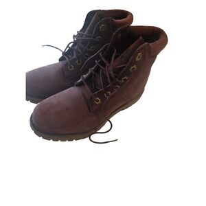 Timberland 6 Inch Premium Waterproof Boots Burgundy Nubuck Womens 7 A23JK